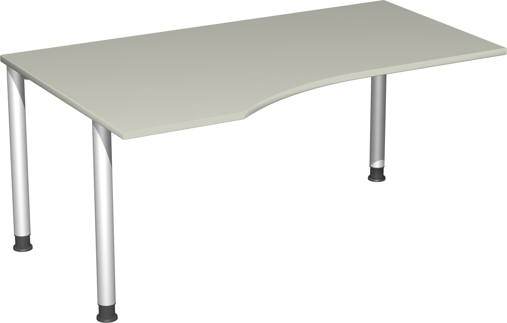 Eckschreibtisch mit einseitig verkürzten Füßen, 4-Fuß Flex, Ecke links, Höhe 680-800 mm, 1.600 x 1.000 mm (BxT), Gestell anthrazit, Ahorn