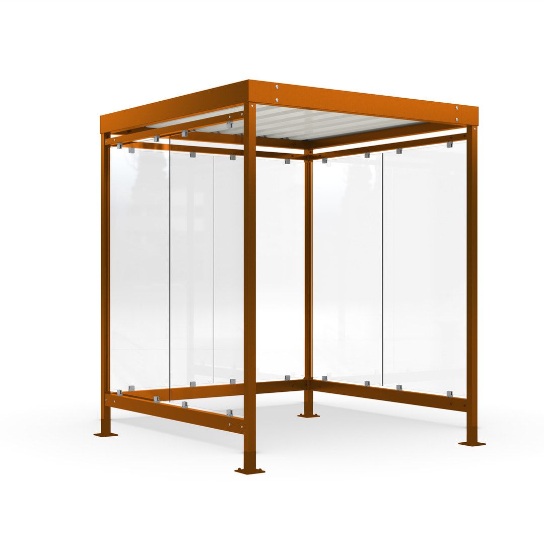 Raucherunterstand, Bushaltestelle, 6-7 Personen, 6 Wände, 2.510 x 2.165 x 2.165 mm (HxBxT), Maigrün