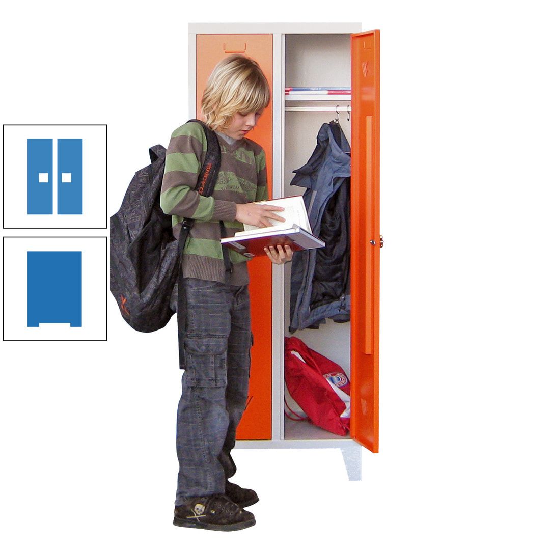 Spindschrank f. Schulen - mit Füßen - Höhe 1.600 mm - 3 Abteile a 300 mm - Drehriegel - anthrazitgrau