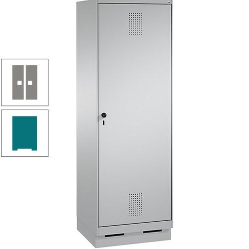 Doppel-Spind, Garderobenschrank, 1 Tür für 2 Abteile a 300 mm, Korpus anthrazitgrau, Türen anthrazitgrau, 1.800 x 600 x 500 mm (HxBxT)