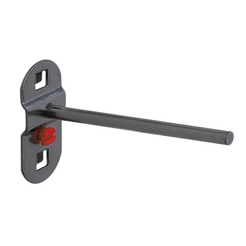 Werkzeughalter mit geradem Dorn, einfach, für Lochplatte, Schraubsystem, Länge 100 mm, Durchmesser 6 mm, Stahl, Kunststoff, Farbe Aluminium