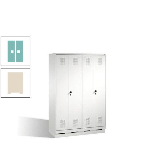 Doppel-Spind, Doppeltüren, Garderobenschrank mit Sockel, 4 Abteile a 300 mm, Korpus anthrazitgrau, Tür anthrazitgrau, 1.800 x 1.200 x 500 mm (HxBxT)