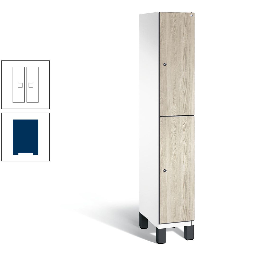 Fächerschrank, Garderobenschrank, mit Füßen, 1 Abteile, 1.980 x 300 x 525 mm (HxBxT), Korpus anthrazitgrau, Tür Donau-Ahorn