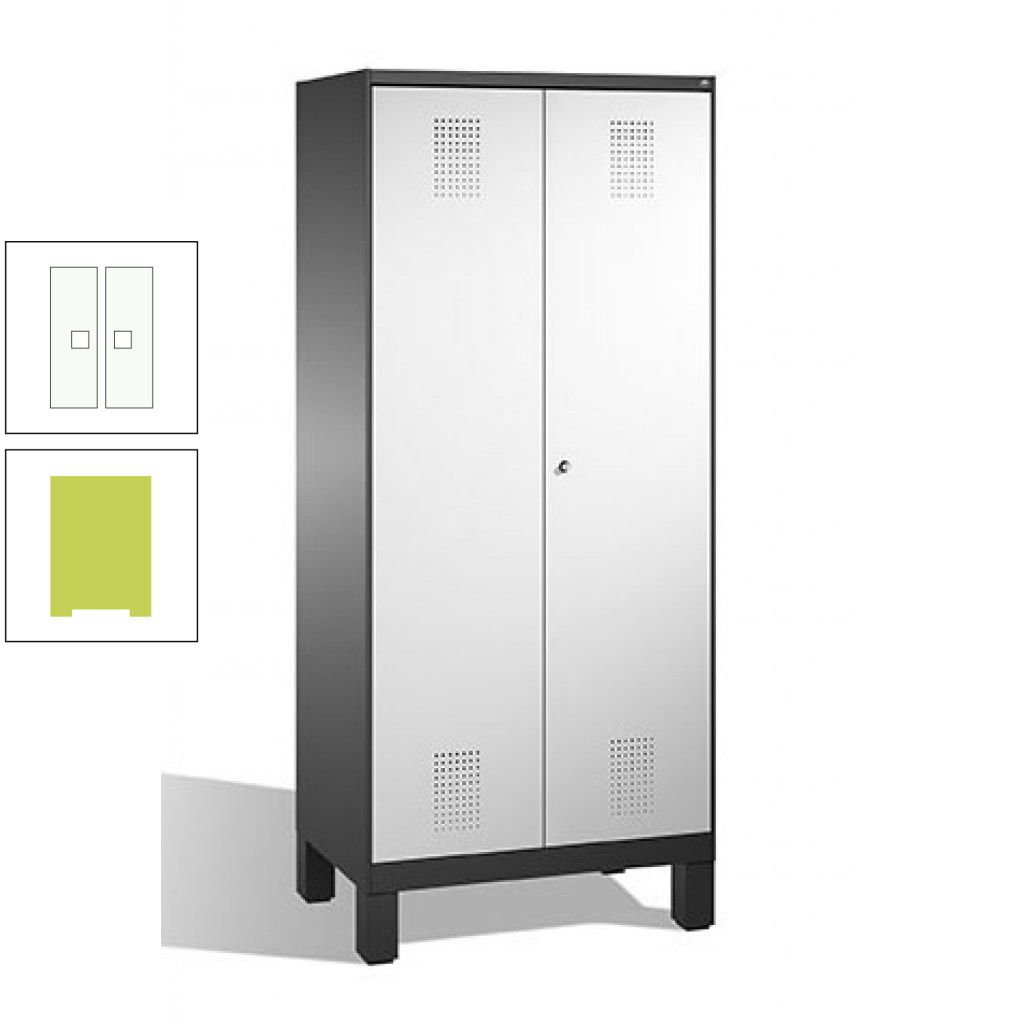 Mehrzweckschrank, Doppeltüren, auf Füßen, 2 Abteile a 400 mm, Korpus anthrazitgrau, Tür anthrazitgrau, 1.850 x 800 x 500 mm (HxBxT)