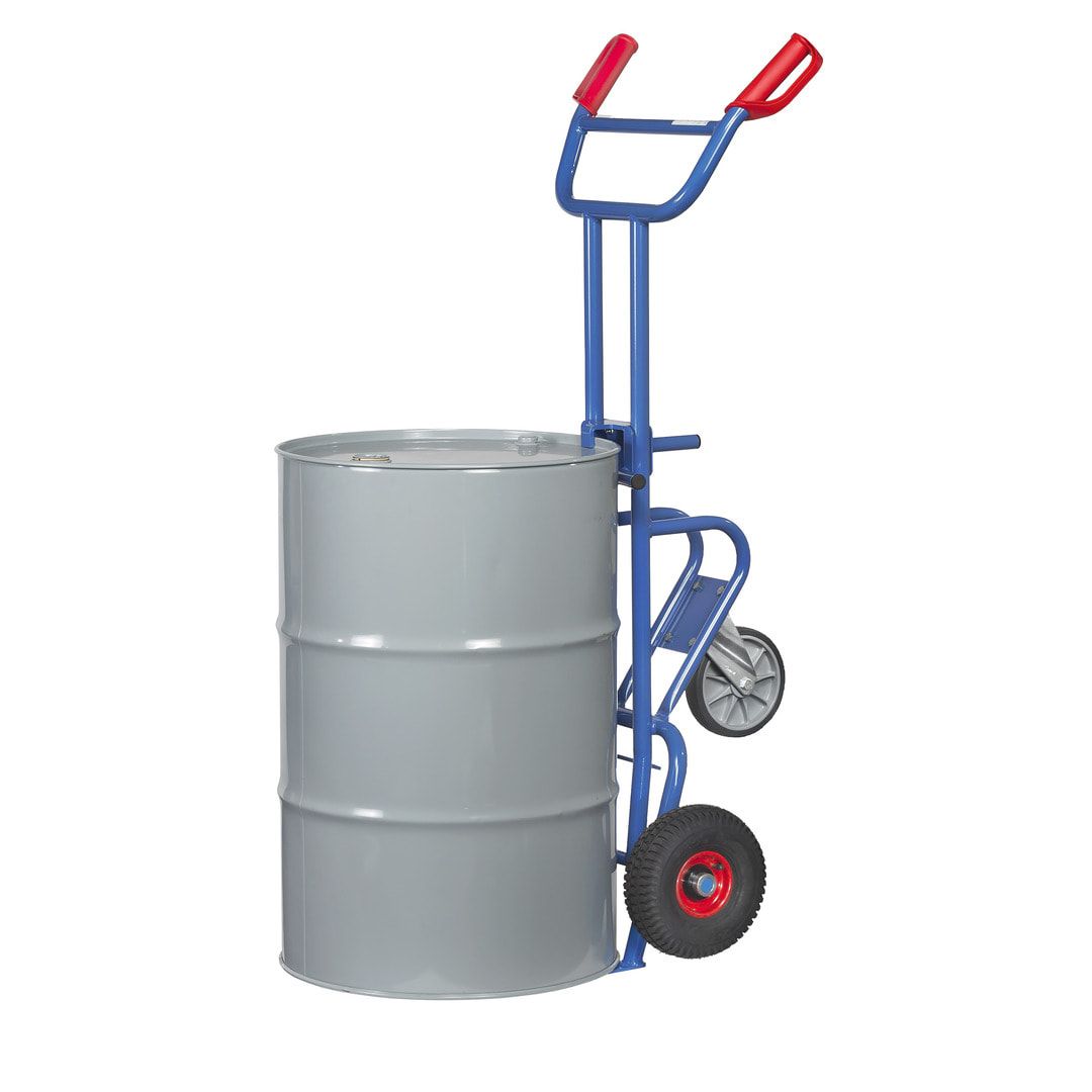 Fetra - Fasskarre für 200 l Fässer - 300 kg Traglast - 2 Stützräder - Luftbereifung