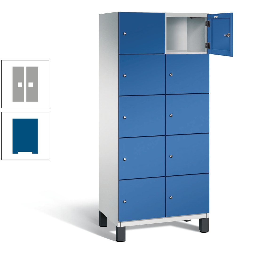 Fächerschrank, Stahlschrank, 10 Fächer, Türöffnungsbegrenzer, Füße, 1.980 x 800 x 525 mm (HxBxT), Korpus anthrazitgrau, Front anthrazitgrau