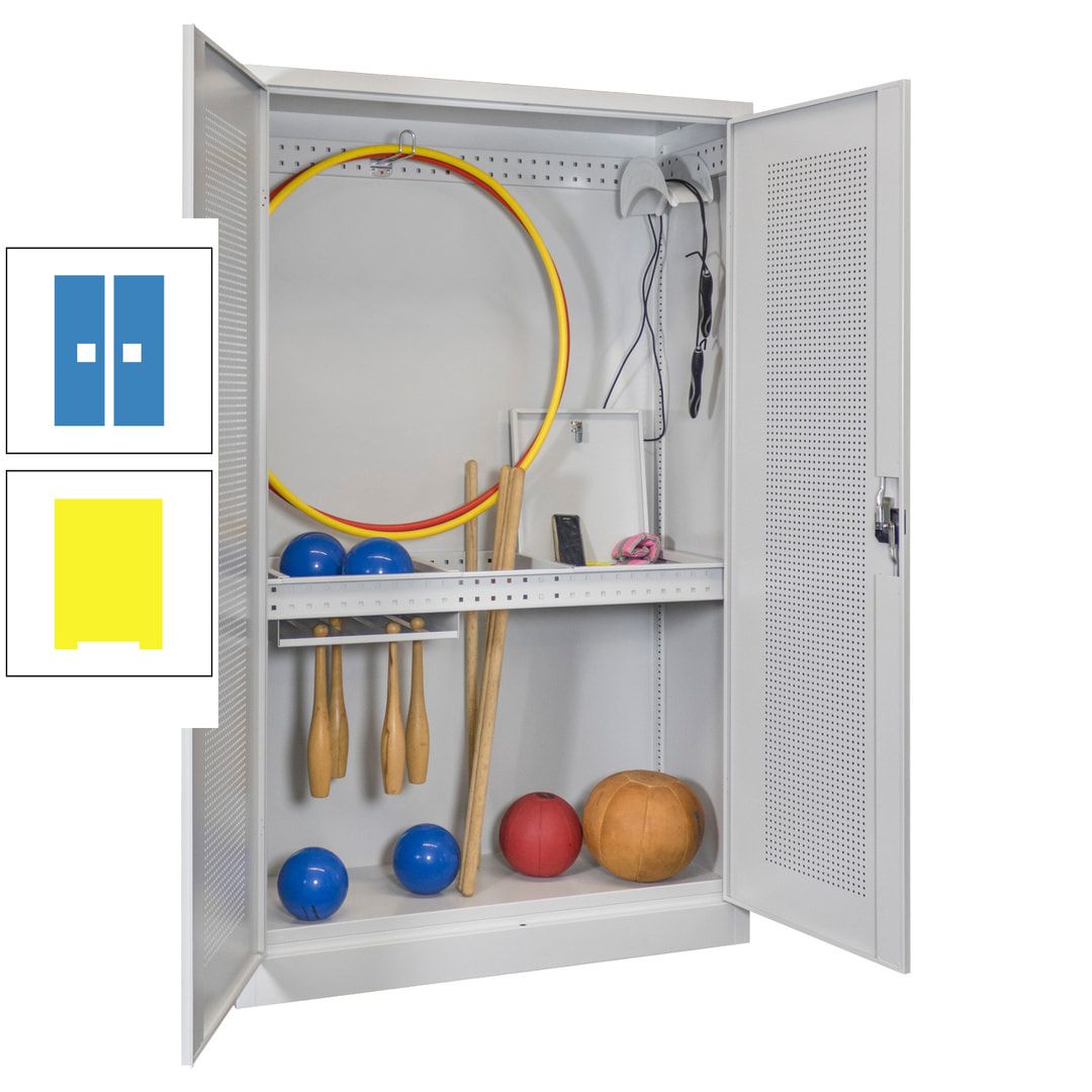 Sportschrank - Lochfeldtüren - Variante 1 - 1.950x1.200x500 mm (HxBxT) - anthrazitgrau