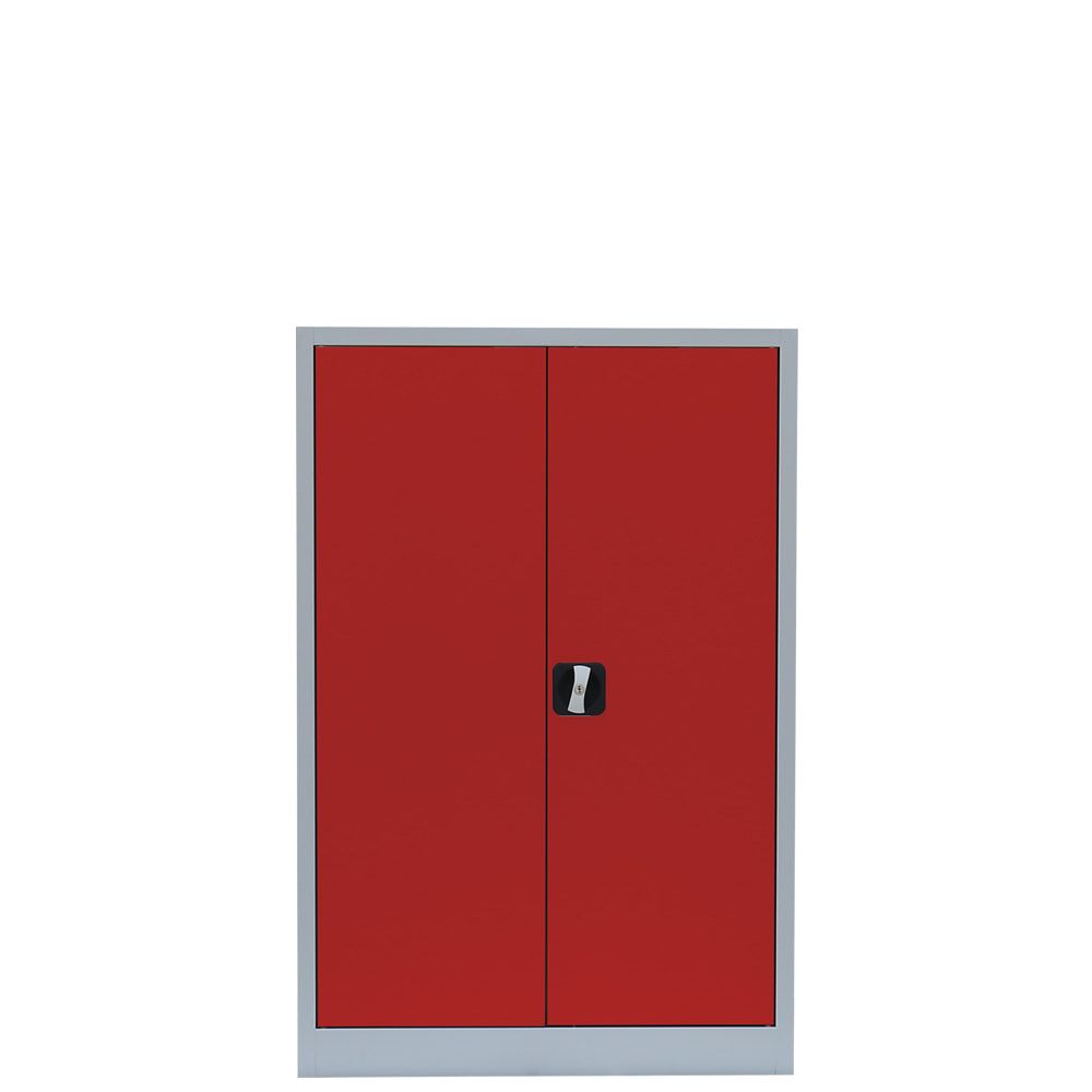 Aktenschrank, Büroschrank, abschließbar, Flügeltüren, 2 Fachböden, 1.200 x 925 x 422 mm (HxBxT), Stahl, Korpus und Türen in lichtgrau