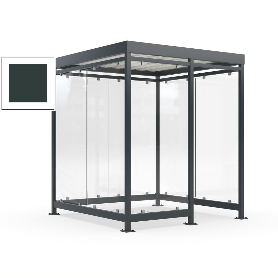 Raucherunterstand, Bushaltestelle, 7 Wände, 6-7 Personen, 2.510 x 2.165 x 2.165 mm (HxBxT), Farbe Achatgrau
