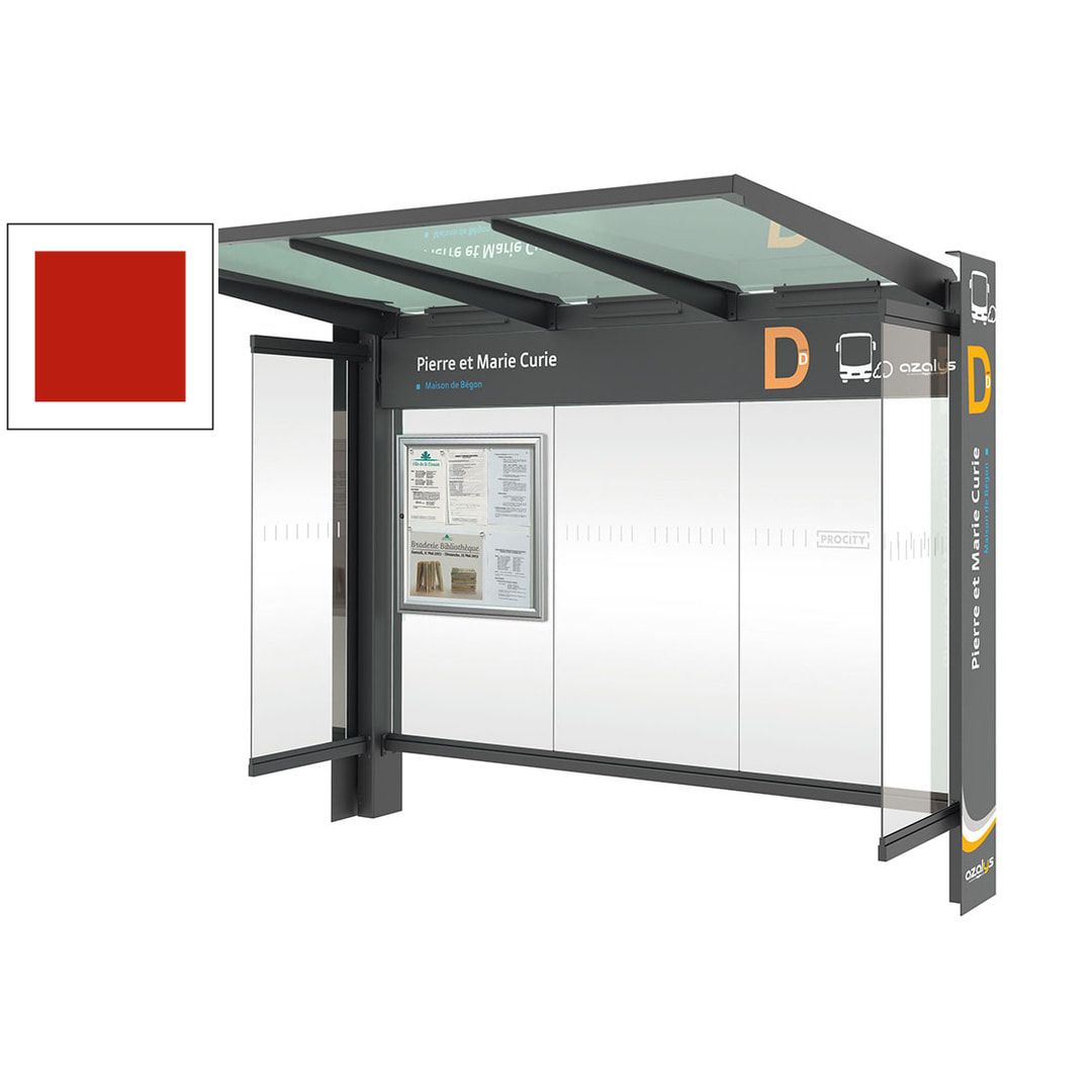 Buswartehalle, Haltestelle, Unterstand, mit Seitenverkeidungen, ESG, Fahrplankasten, enzianblau (RAL 5010), 2.450 x 3.000 x 1.550 mm (HxBxT)