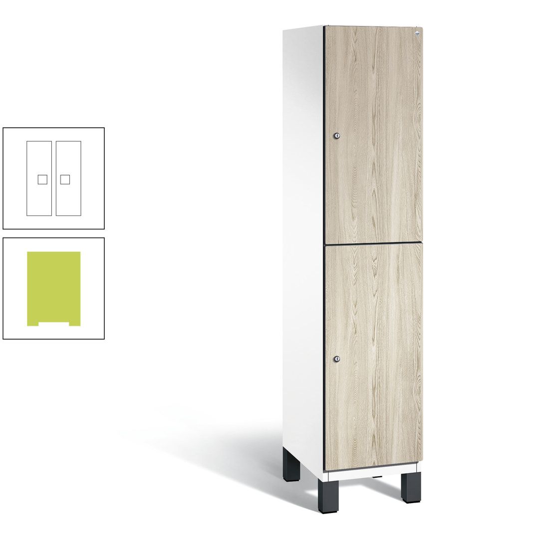Fächerschrank, Garderobenschrank, mit Füßen, 1 Abteile, 1.980 x 400 x 525 mm (HxBxT), Korpus anthrazitgrau, Tür Donau-Ahorn