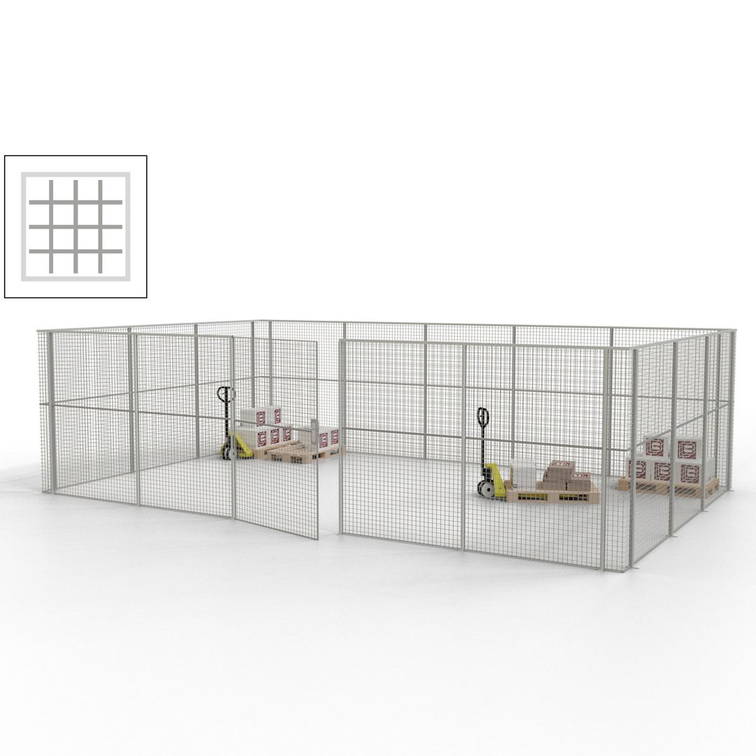 Maschinen Schutzgitter - Hallentrennwand - Sicherheitszaun - Tür - 22 m - 2.200 x 7.900 x 4.900 mm (HxBxT) - enzianblau