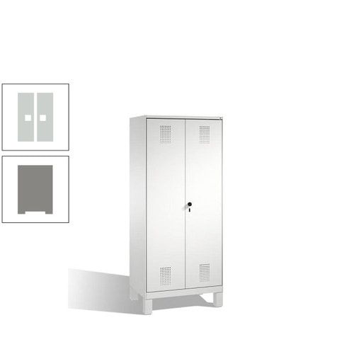 Doppel-Spind, Doppeltüren, Garderobenschrank mit Füßen, 2 Abteile a 400 mm, Korpus anthrazitgrau, Tür anthrazitgrau, 1.850 x 800 x 500 mm (HxBxT)
