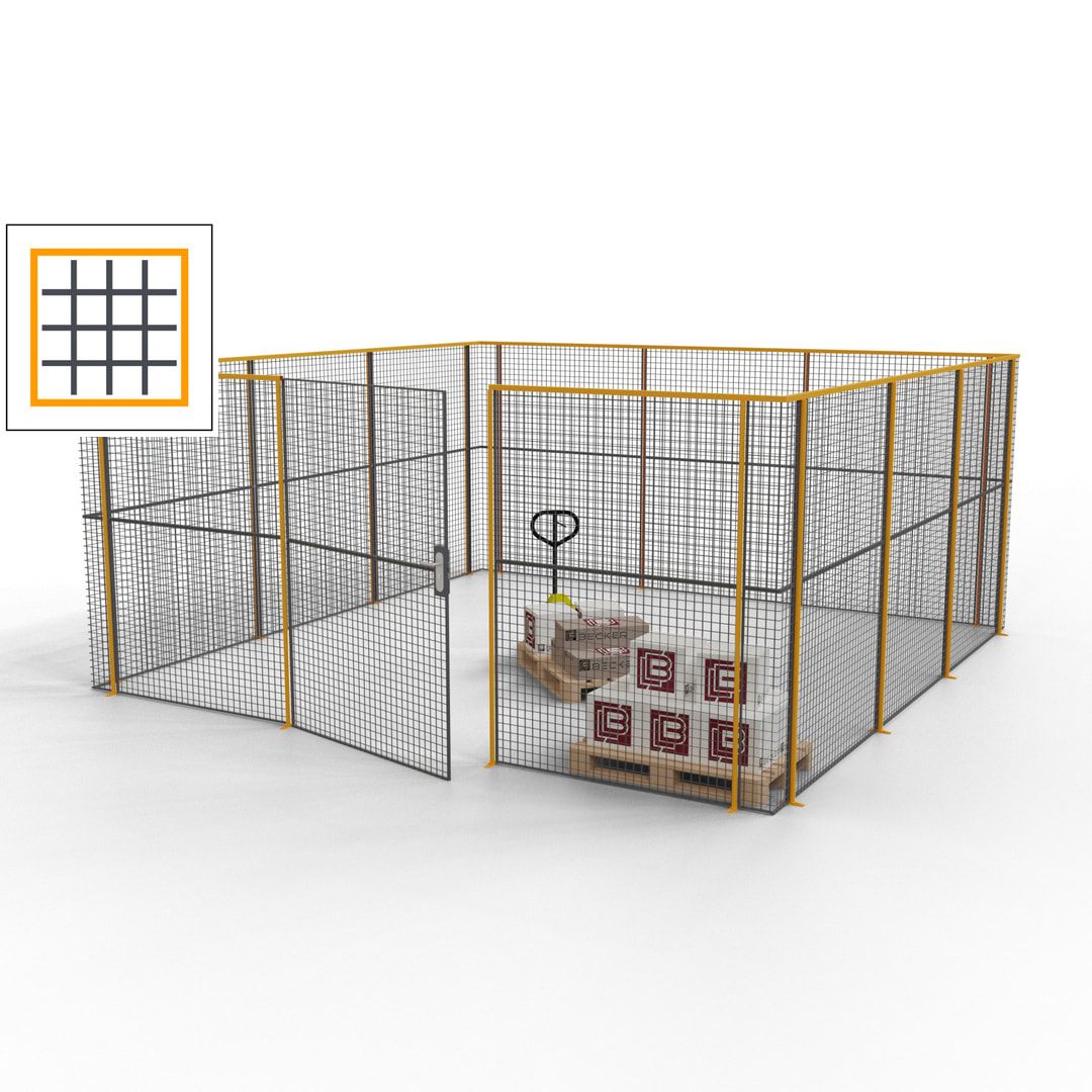 Maschinen Schutzgitter - Hallentrennwand - Sicherheitszaun - Tür - 18 m - 2.200 x 4.900 x 4.900 mm (HxBxT) - enzianblau