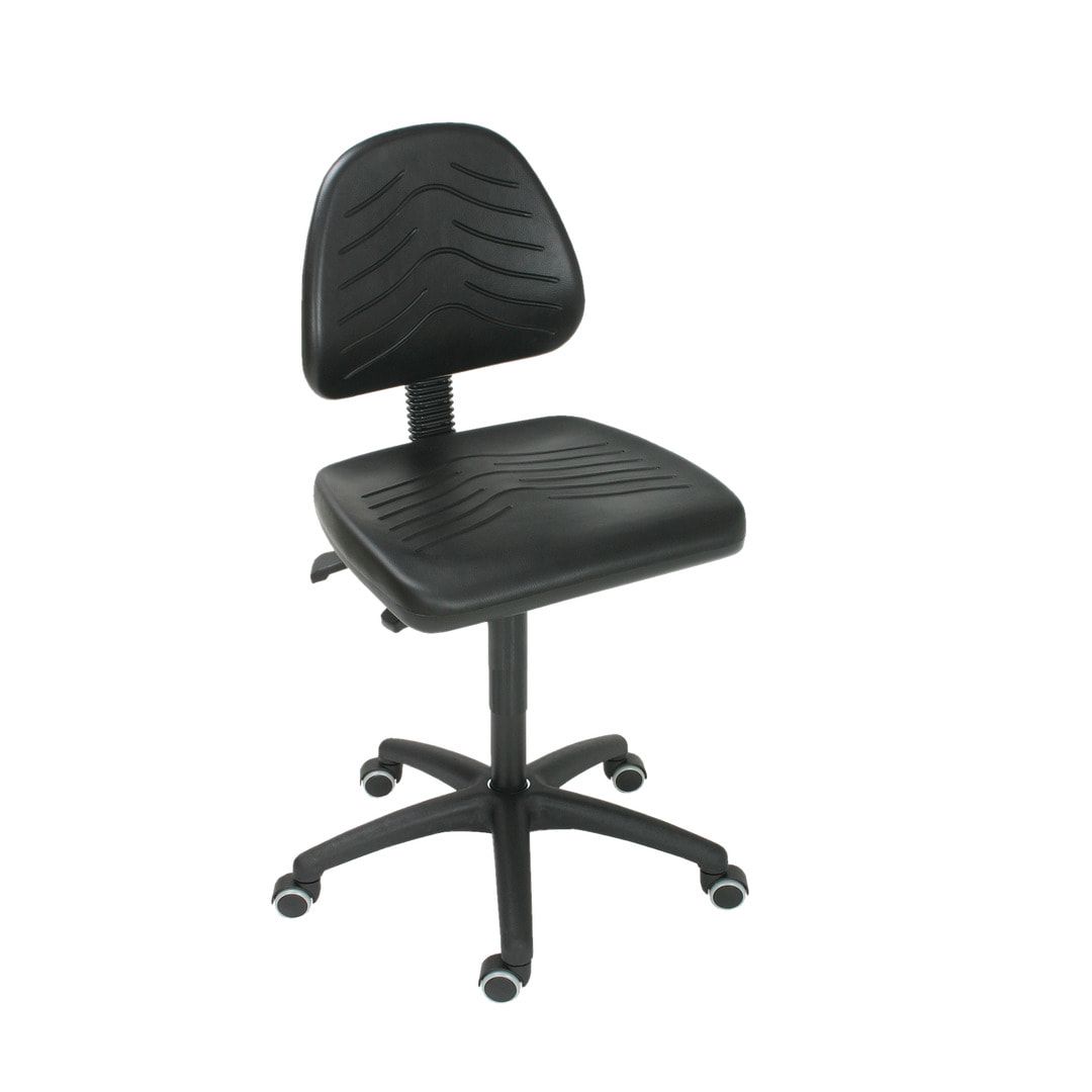 Bürostuhl - Asynchronmechanik - Sitzhöhe 465-655 mm - PU, schwarz - Rückenlehne groß - Kunststoff Fußkreuz mit Rollen
