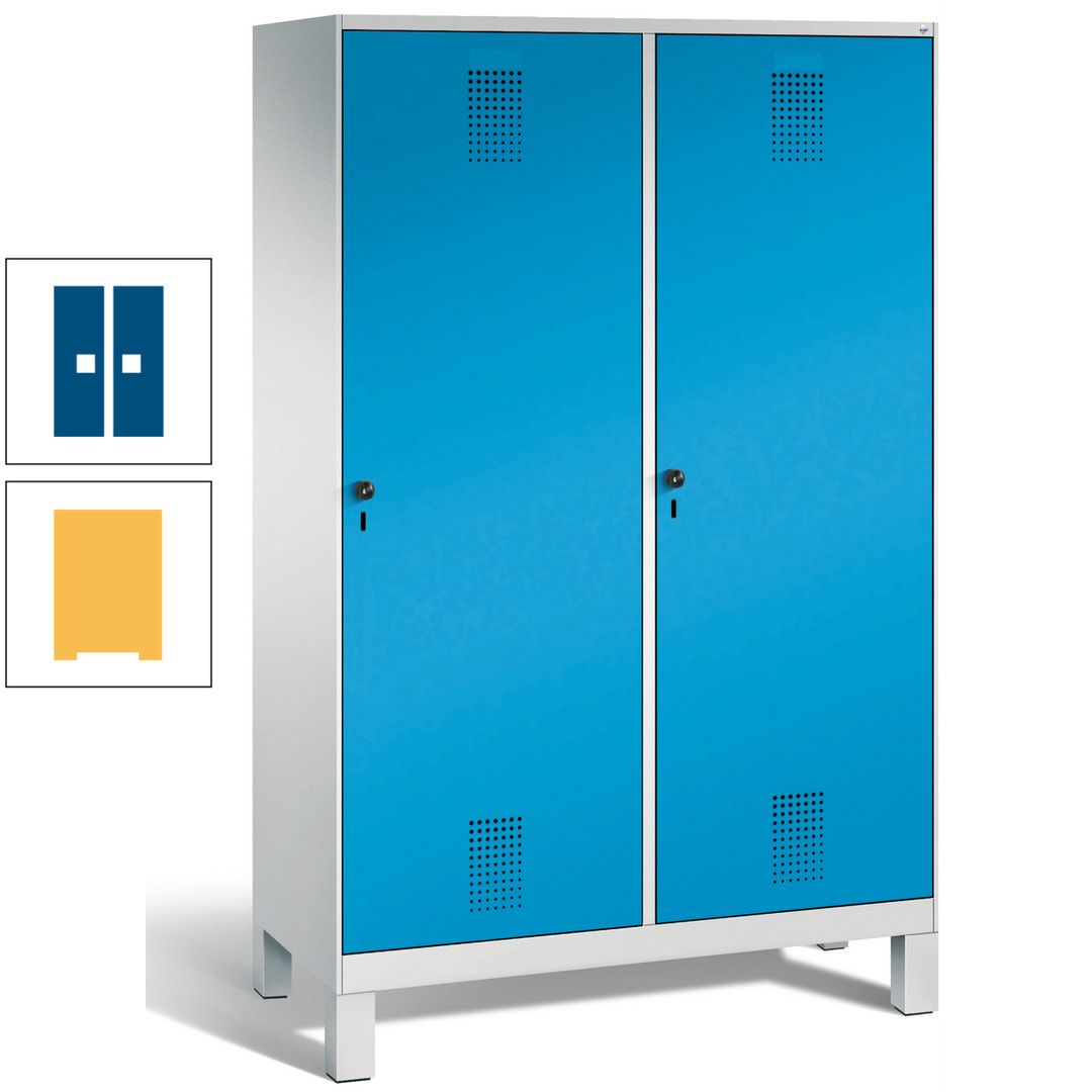 Doppel-Spind, Garderobenschrank, 2 Türen für 4 Abteile a 300 mm, Korpus anthrazitgrau, Türen anthrazitgrau, 1.850 x 1.200 x 500 mm (HxBxT)