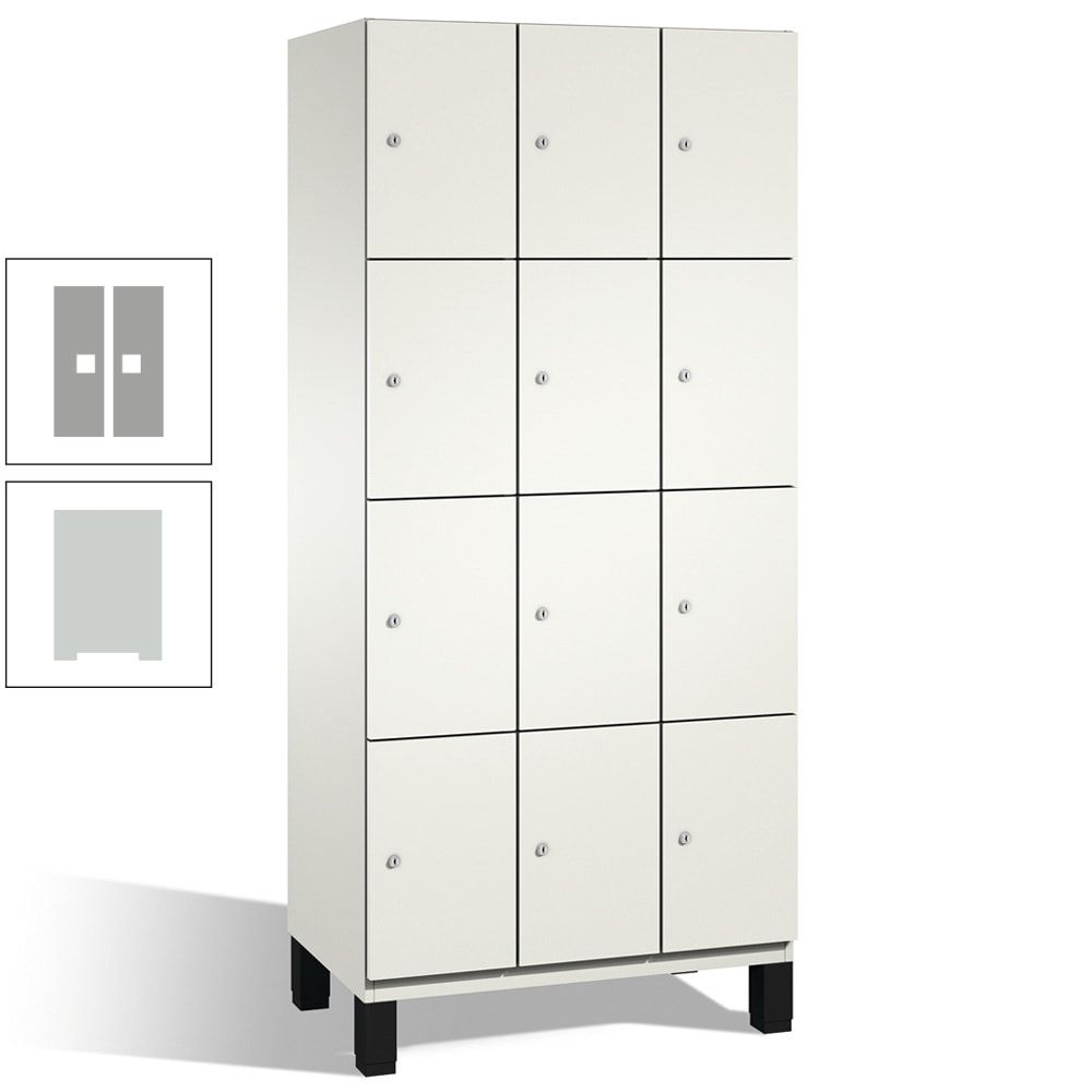 Fächerschrank, Stahlschrank, 12 Fächer, Türöffnungsbegrenzer, mit Füßen, Korpus lichtgrau, Tür anthrazitgrau, 1.980 x 900 x 525 mm (HxBxT)