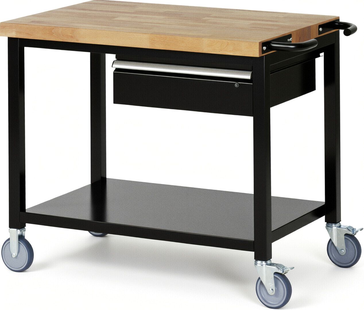 Mobile Werkbank mit Ablageboden - 1 Schublade - 150:1 - höhenverstellbar 880-1.080 mm - 1.000 x 700 mm (BxT) - 450 kg - Anthrazitgrau