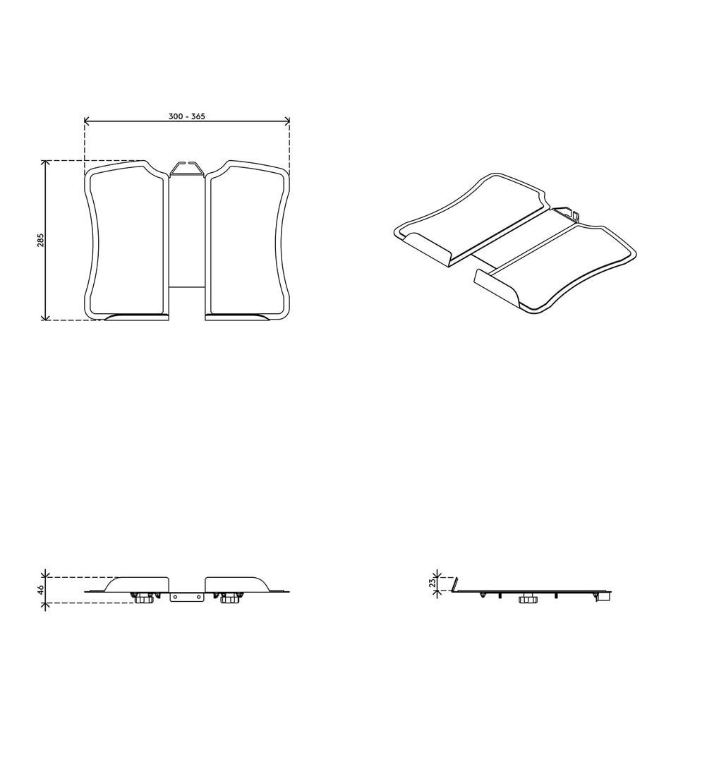 Laptophalterung, Notebookhalterung für Monitorarm, VESA MIS-D 100 x 100 mm, 300 - 365 x 285 mm (BxT) , max. 12 kg, rutschfeste Oberfläche, Kabelklemme
