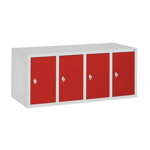 Aufsatzschrank für Spinde und Schließfachschränke, 4 Abteile, Korpus anthrazitgrau, Türen anthrazitgrau, 500 x 1.190 x 500 mm (HxBxT), Stahlschrank