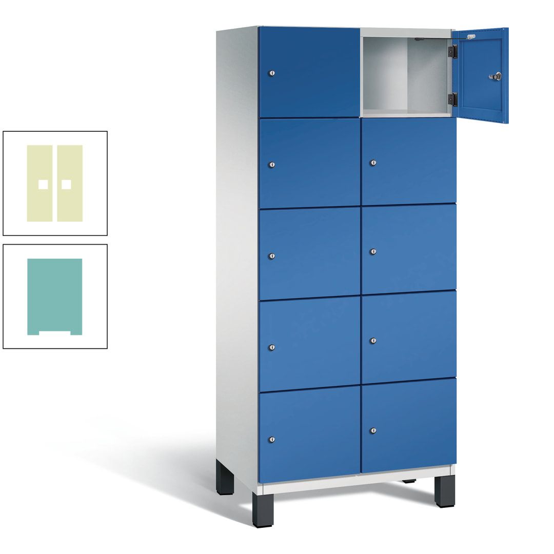 Fächerschrank, Stahlschrank, 10 Fächer, Türöffnungsbegrenzer, Füße, 1.980 x 800 x 525 mm (HxBxT), Korpus anthrazitgrau, Front anthrazitgrau