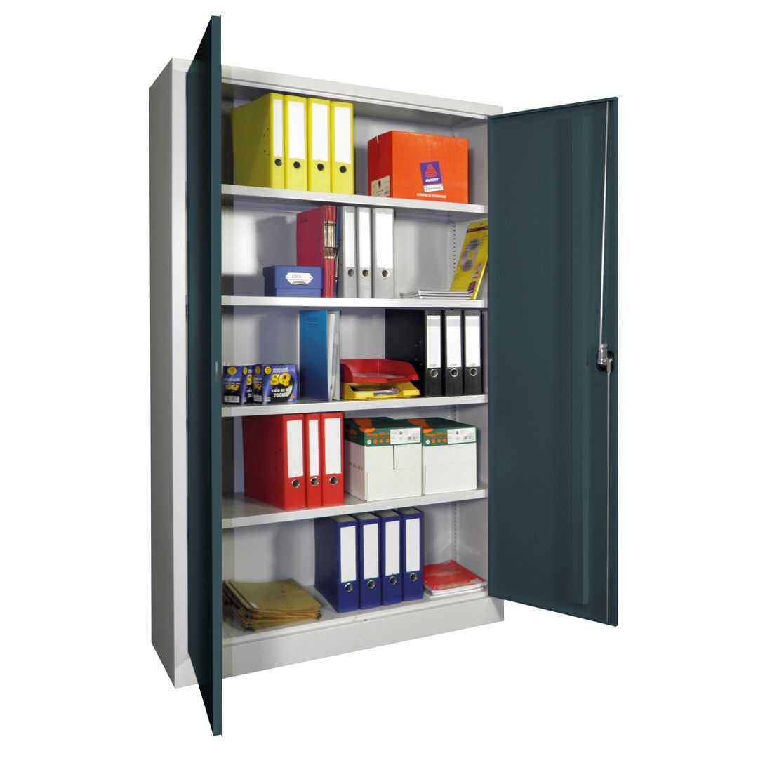 Aktenschrank - Vollblechtüren - 1.950x1.200x400 mm (HxBxT) - 4 Einlegeböden verzinkt - Zylinderschloss - anthrazitgrau