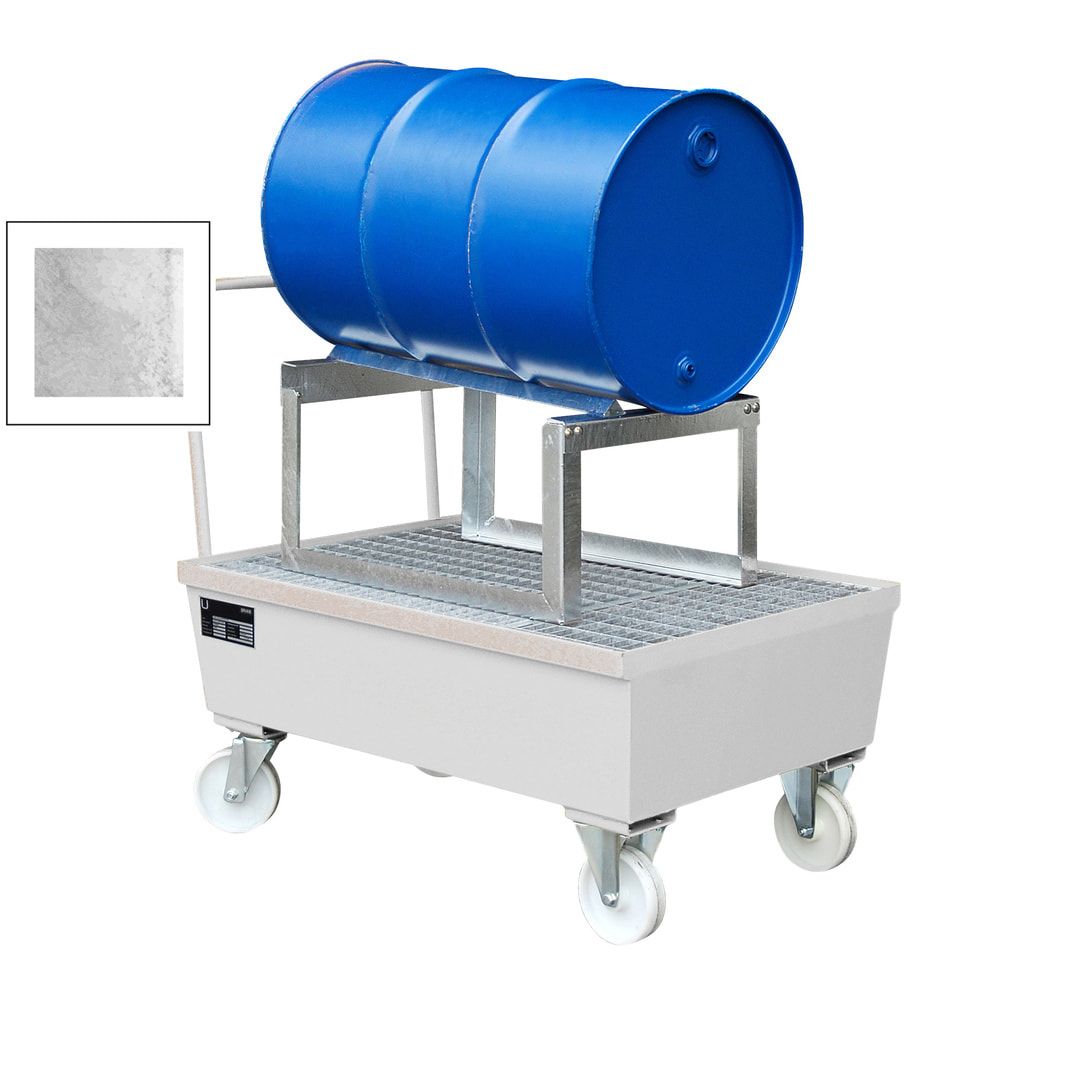 BAUER Auffangwanne - 225 l Volumen - Rollen - Griff - Fassauflage - feuerrot