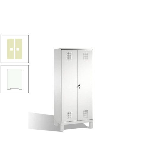 Doppel-Spind, Doppeltüren, Garderobenschrank mit Füßen, 2 Abteile a 400 mm, Korpus anthrazitgrau, Tür anthrazitgrau, 1.850 x 800 x 500 mm (HxBxT)