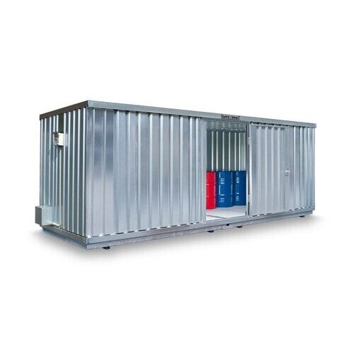 Gefahrstoffcontainer - Gefahrstoffdepot - 2.310 x 6.080 x 2.170 mm (HxBxT) - Auffangvolumen 2.060 l - Dauerlüfter - Doppelflügeltür kurze Seite