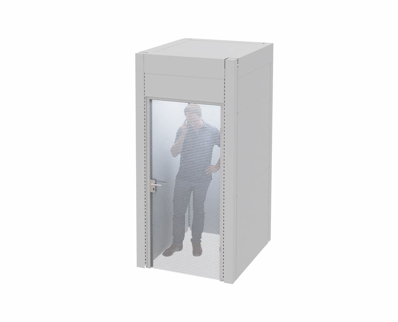 OTTOKIND Akustik-Kabine, Raumkabine, Telefonkabine, 2.610 x 1.230 x 1.230 mm (HxBxT), Schalldämmung, LED-Beleuchtung, Stahlblech, lichtgrau