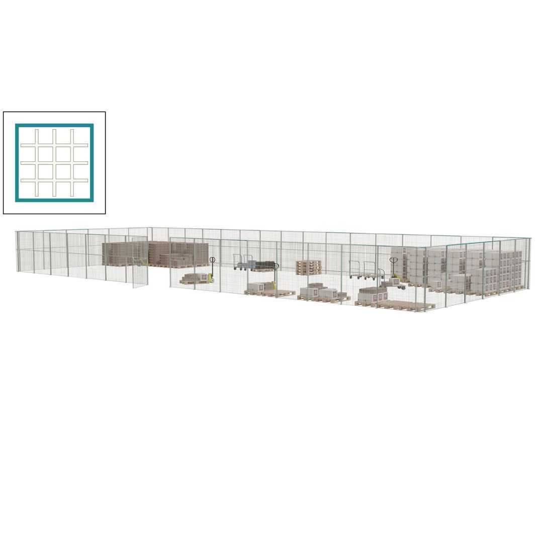 Maschinen Schutzgitter - Hallentrennwand - Sicherheitszaun - Tür - 66 m - 2.200 x 24.400 x 9.400 mm (HxBxT) - enzianblau