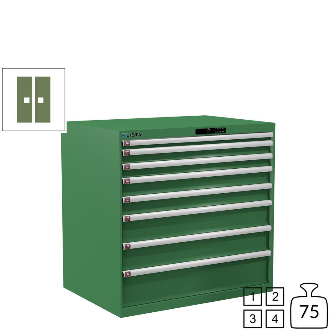Lista Schubladenschrank - 12.541.010 - 1.000x1.023x725 mm (HxBxT) - 8 Schubladen - 200 kg - Key Lock - lichtblau (RAL 5012)