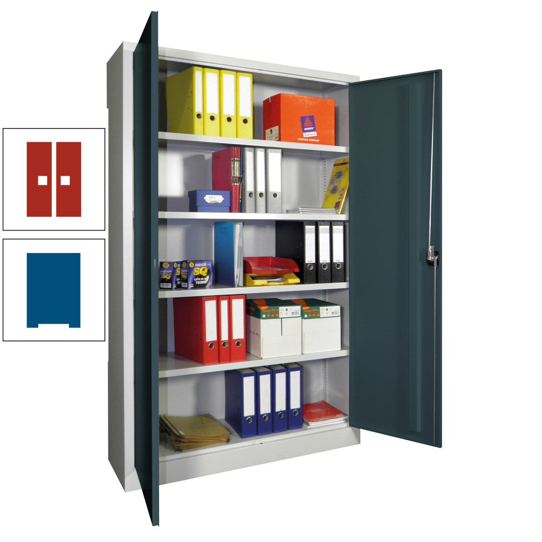 Aktenschrank - Vollblechtüren - 1.950x1.200x400 mm (HxBxT) - 4 Einlegeböden verzinkt - Zylinderschloss - anthrazitgrau