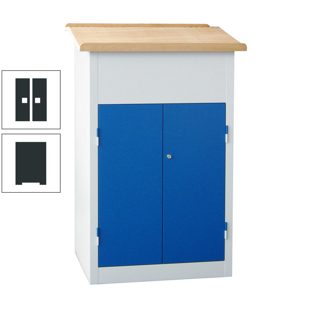 Stehpult mit Schrank - Vollblechtür - Zylinderschloss - 2 Böden - 1.200 x 700 x 600 mm (HxBxT) - anthrazitgrau