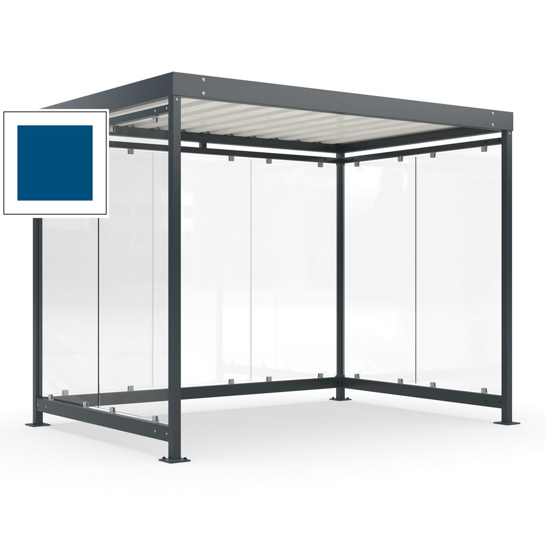Raucherunterstand, Bausatz, Fahrgastunterstand, Bushaltestelle, 2.510 x 3.180 x 2.165 mm (HxBxT), 7 Wände, Achatgrau