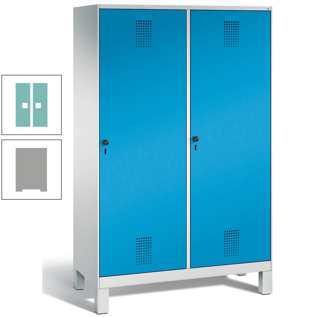 Doppel-Spind, Garderobenschrank, 2 Türen für 4 Abteile a 300 mm, Korpus anthrazitgrau, Türen anthrazitgrau, 1.850 x 1.200 x 500 mm (HxBxT)