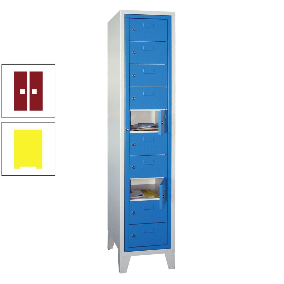 Schließfachschrank - Wäscheausgabeschrank - 10 Fächer a 315 mm - 1.850x400x500 mm (HxBxT) - Füße - Zylinderschloss - anthrazitgrau