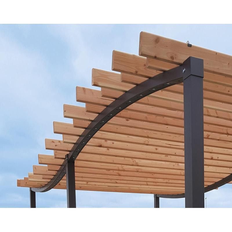 Pergola Grundmodell, Kiefer druckimprägniert Klasse 4, Stahlrohr 80x80 mm, 2.910 x 2.520 x 3.020 mm (HxBxT) fvz, beschichtet, Farbe Enzianblau