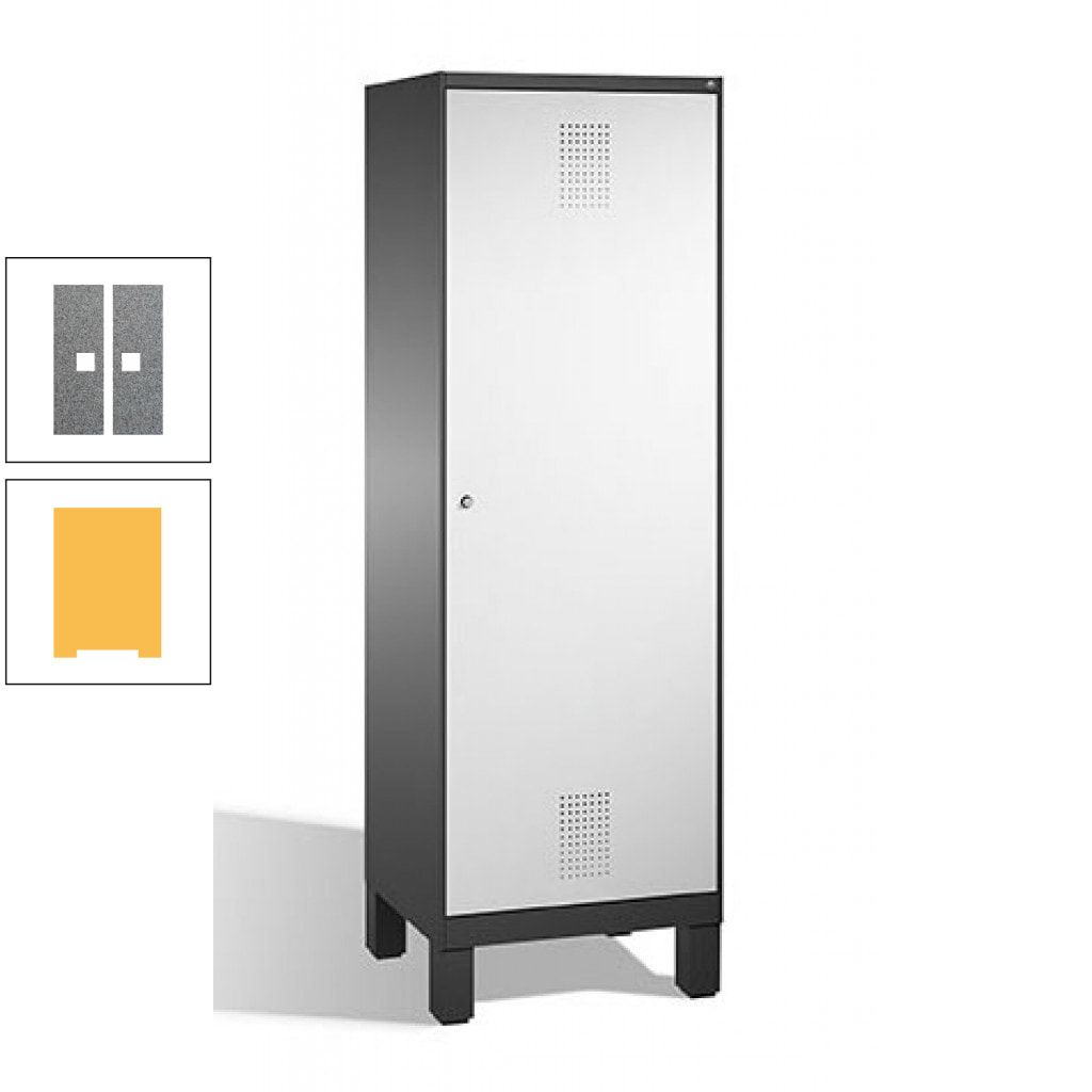 Doppel-Spind, Garderobenschrank, 1 Tür für 2 Abteile a 300 mm, Korpus anthrazitgrau, Türen anthrazitgrau, 1.850 x 600 x 500 mm (HxBxT)