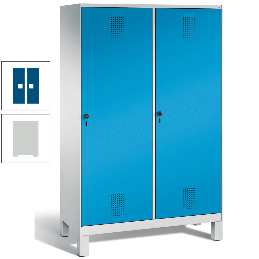Doppel-Spind, Garderobenschrank, 2 Türen für 4 Abteile a 300 mm, Korpus anthrazitgrau, Türen anthrazitgrau, 1.850 x 1.200 x 500 mm (HxBxT)