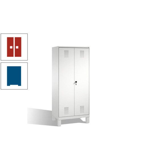 Doppel-Spind, Doppeltüren, Garderobenschrank mit Füßen, 2 Abteile a 400 mm, Korpus anthrazitgrau, Tür anthrazitgrau, 1.850 x 800 x 500 mm (HxBxT)