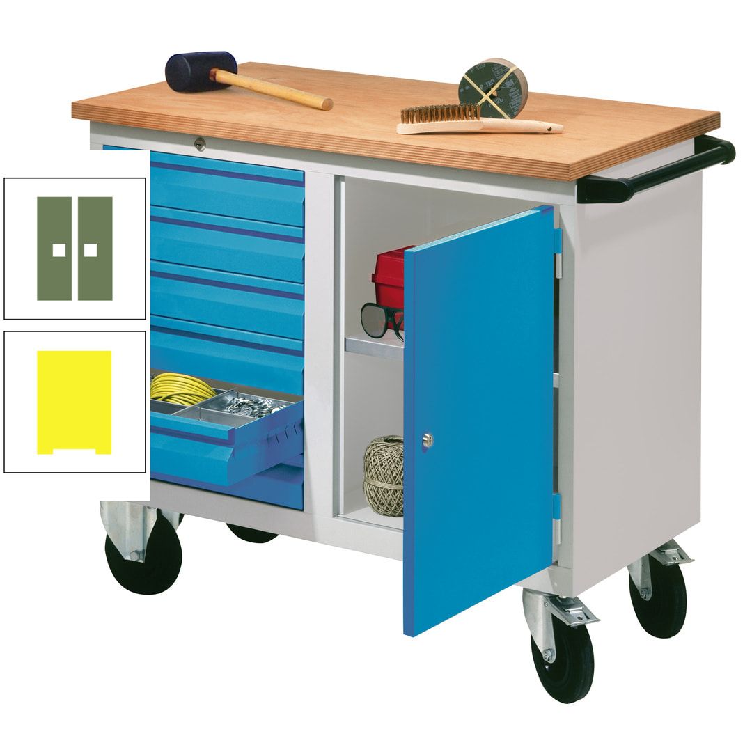Mobile Werkbank - Werkstattwagen - 915 x 1.090 x 600 mm - 6 Schubladen und Schrankfach - anthrazitgrau