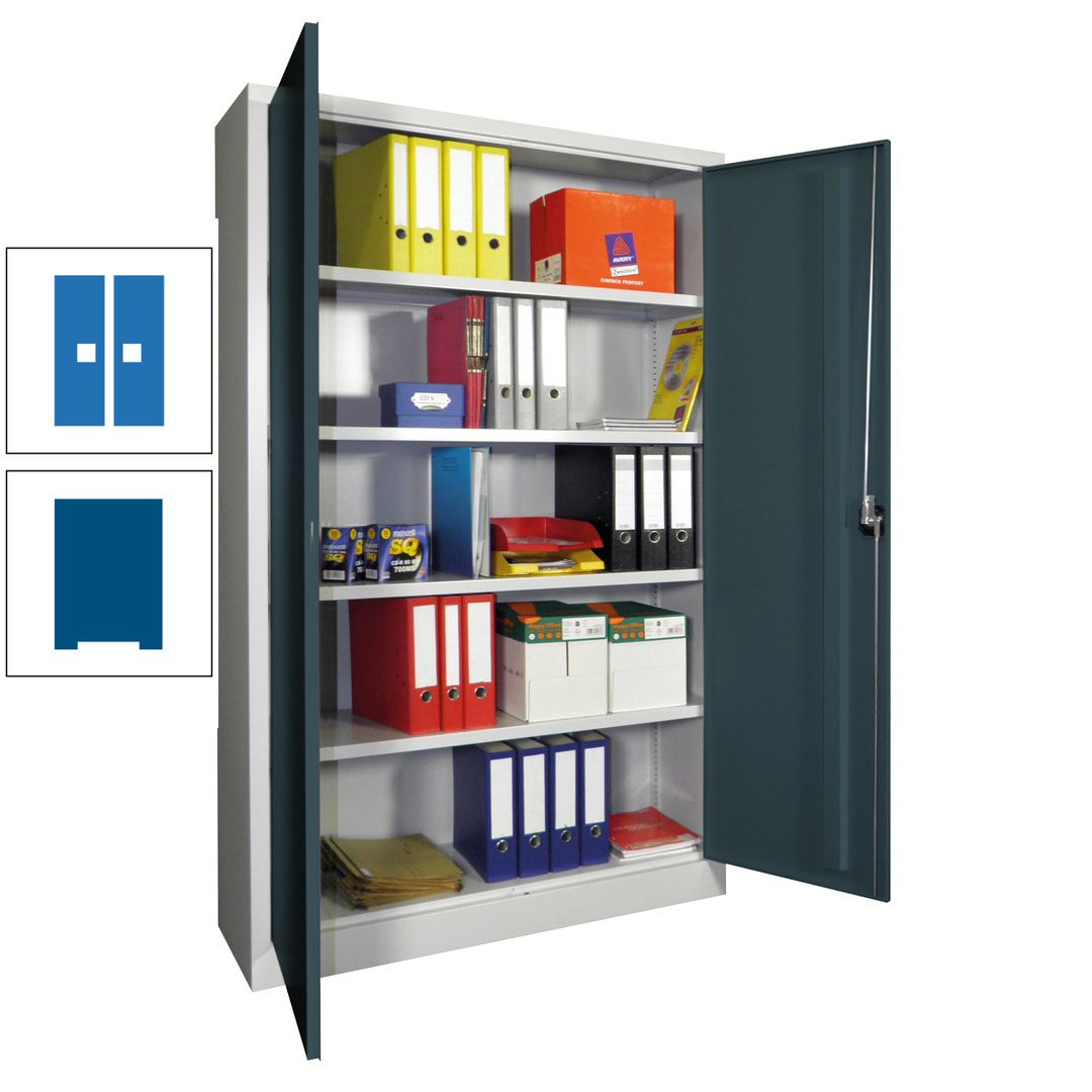 Aktenschrank - Vollblechtüren - 1.950x1.200x400 mm (HxBxT) - 4 Einlegeböden verzinkt - Zylinderschloss - anthrazitgrau