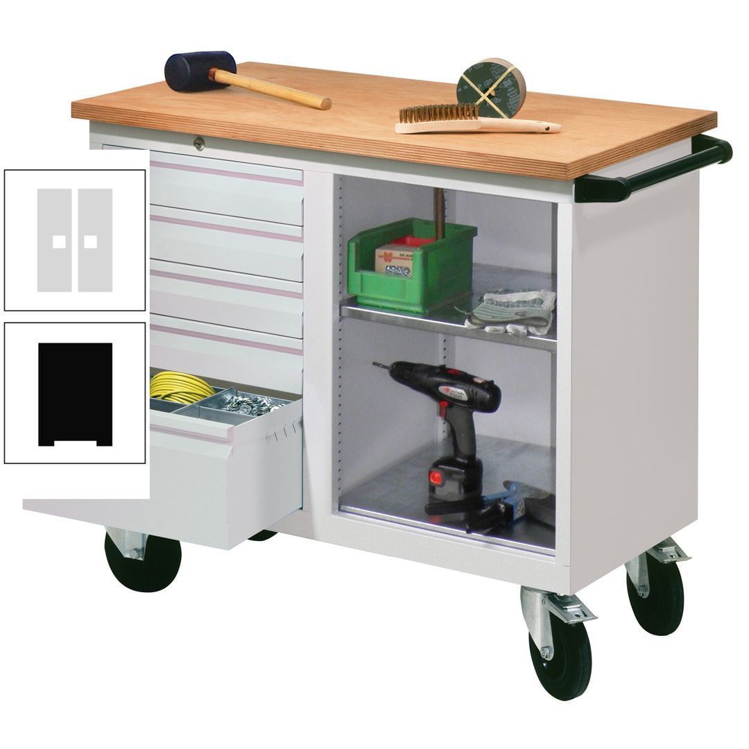 Mobile Werkbank - Werkstattwagen - 915 x 1.090 x 600 mm - 5 Schubladen und Ablagefach - anthrazitgrau