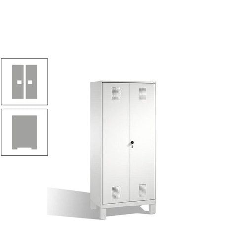 Doppel-Spind, Doppeltüren, Garderobenschrank mit Füßen, 2 Abteile a 400 mm, Korpus anthrazitgrau, Tür anthrazitgrau, 1.850 x 800 x 500 mm (HxBxT)