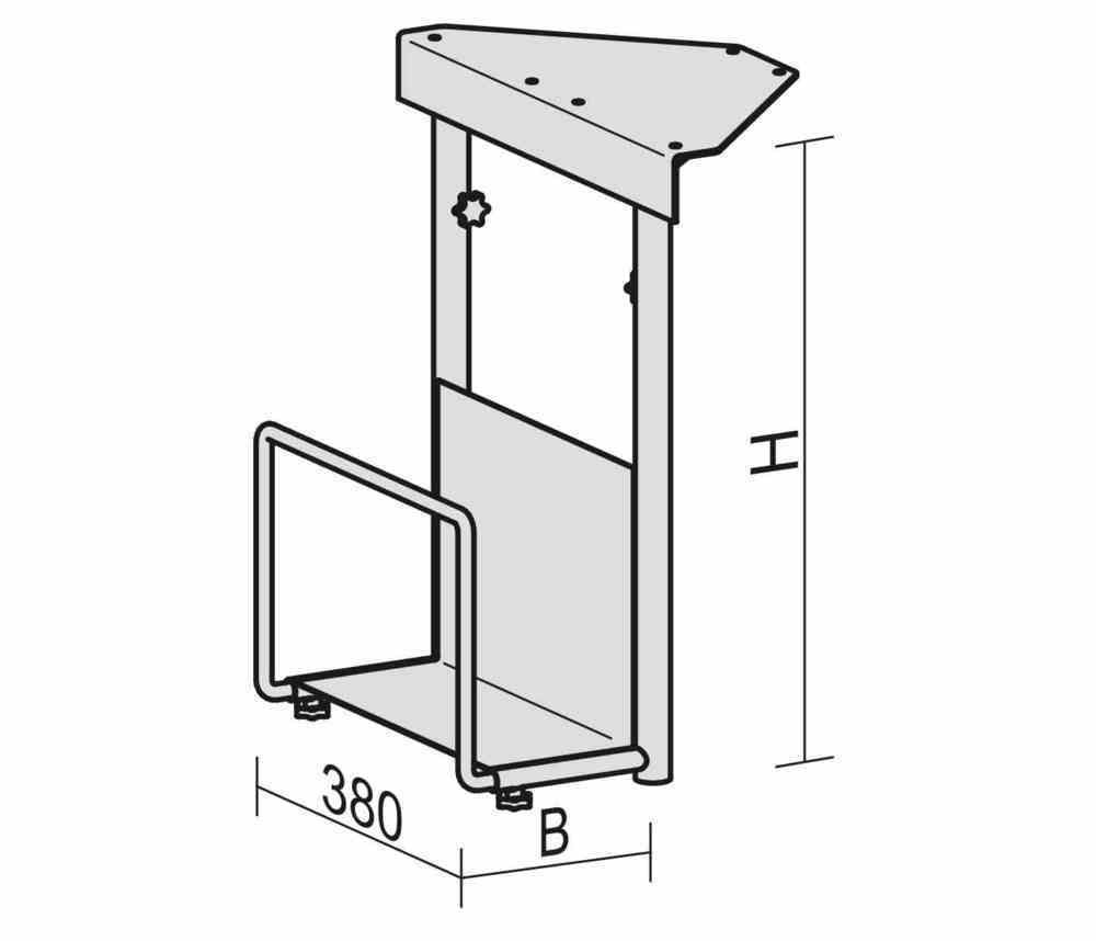 CPU-Halter, unter Tischplatte montierbar, Höhe: 470 - 520 mm, Breite: 125 - 225 mm, Tiefe: 380 mm, anthrazit