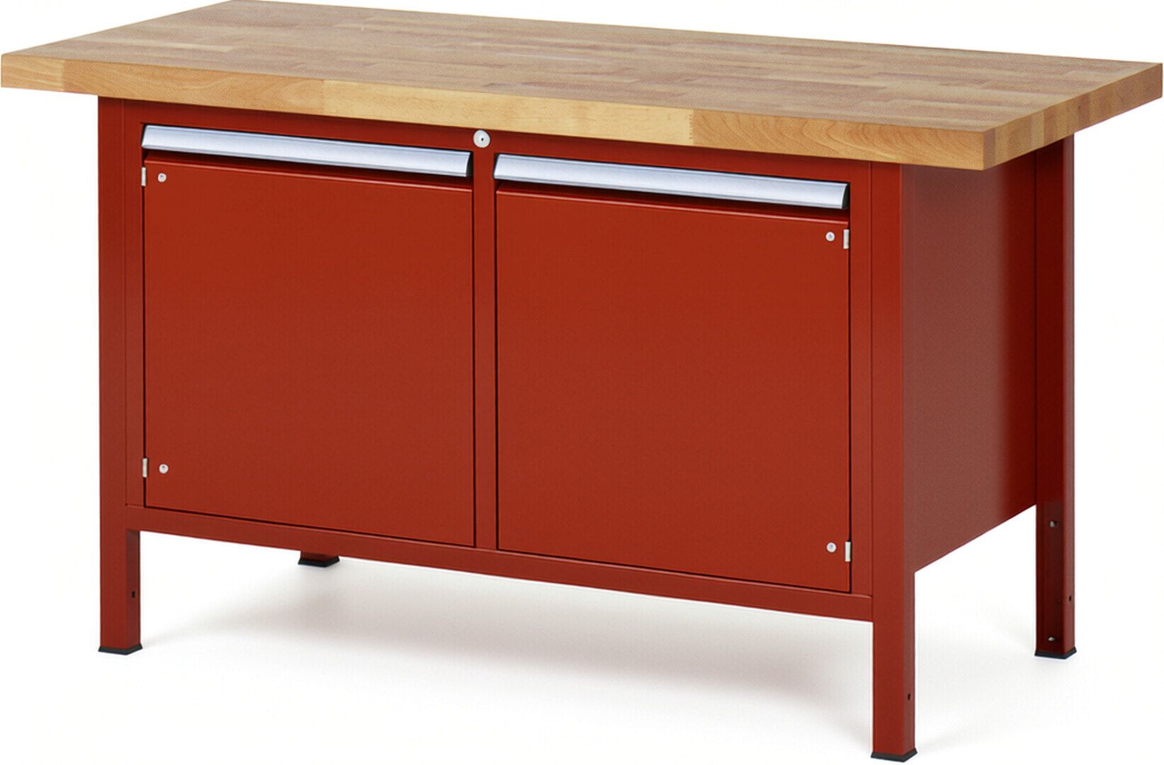 Werkbank mit 2 Schränken - höhenverstellbar 840-1.040 mm - 1.500 x 700 mm (BxT) - Traglast 1.250 kg - Buche - Anthrazitgrau