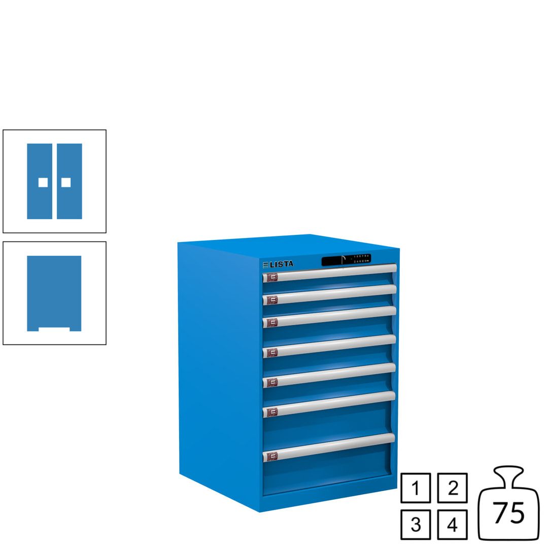 Lista Schubladenschrank - 14.252.010 - 850x564x572 mm (HxBxT) - 7 Schubladen - 75 kg - Key Lock - lichtblau (RAL 5012)