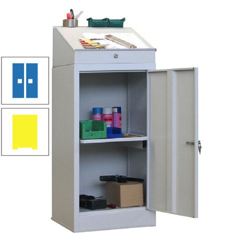 Stehpult mit Schrank - Vollblechtür - Zylinderschloss - 1 Ausziehboden - 1.270x500x500 mm (HxBxT) - anthrazitgrau