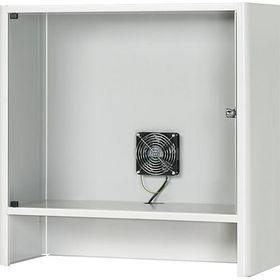 Monitorgehäuse, 26 Zoll, Flügeltür, Sichtfenster, Ventilator, Staubschutz-Filter, Ablagefach, Computertisch - Farbe wählbar